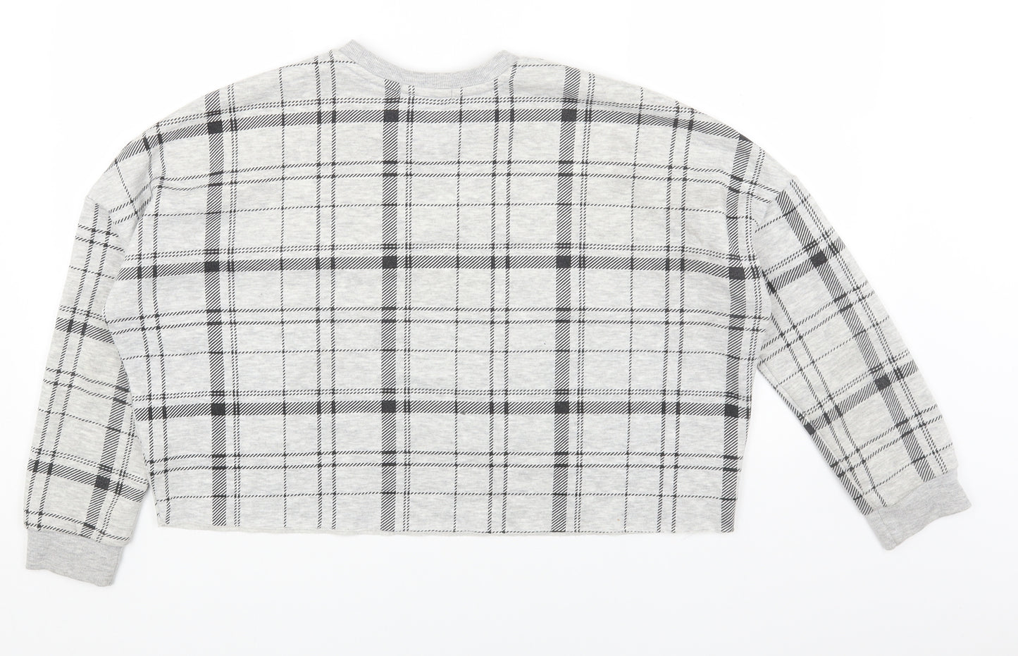 Primark Womens Grey Plaid Cotton Pullover Sweatshirt Size XS Pullover