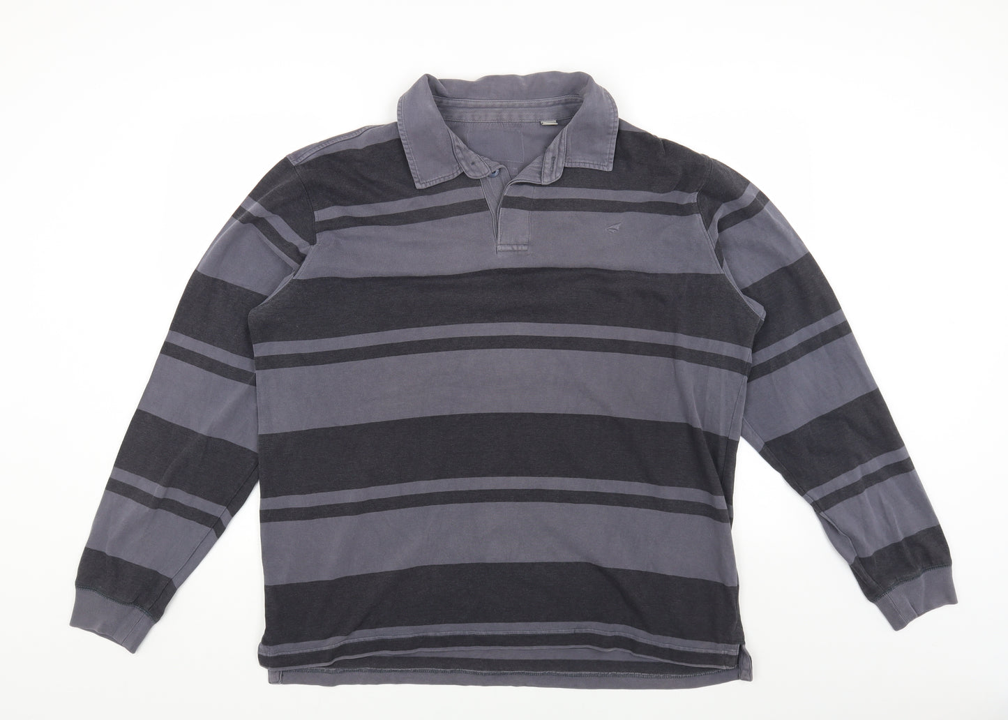 Stone Bay Mens Grey Striped Polyester T-Shirt Size XL Collared
