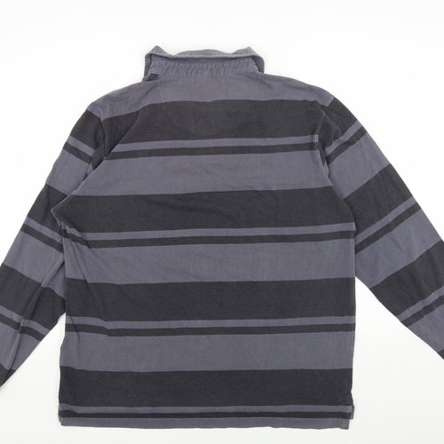 Stone Bay Mens Grey Striped Polyester T-Shirt Size XL Collared