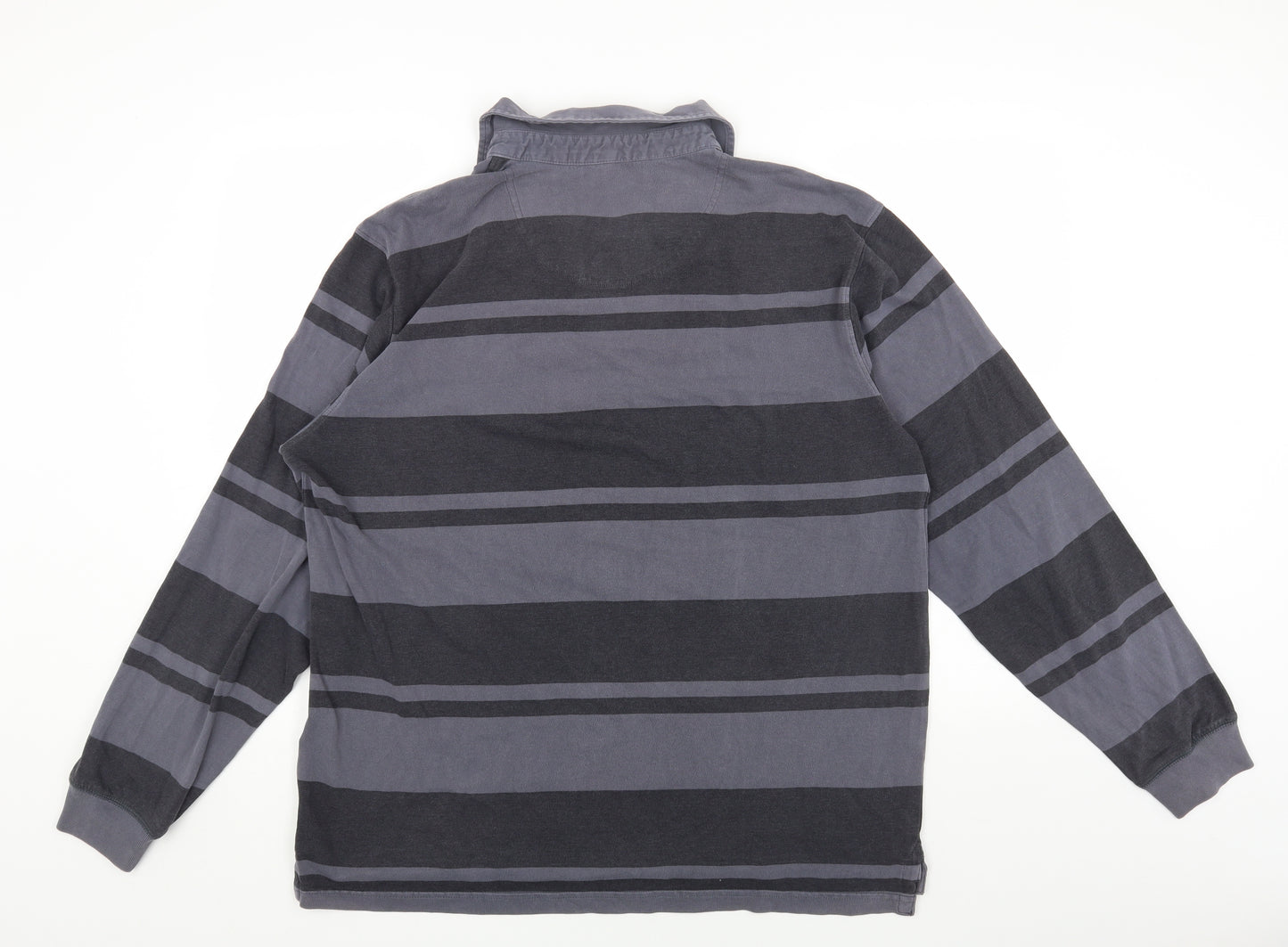 Stone Bay Mens Grey Striped Polyester T-Shirt Size XL Collared