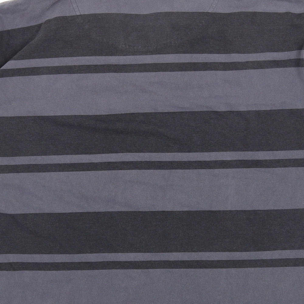 Stone Bay Mens Grey Striped Polyester T-Shirt Size XL Collared