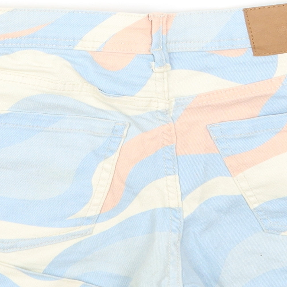 Bershka Womens Multicoloured Geometric Cotton Hot Pants Shorts Size 6 Regular Button