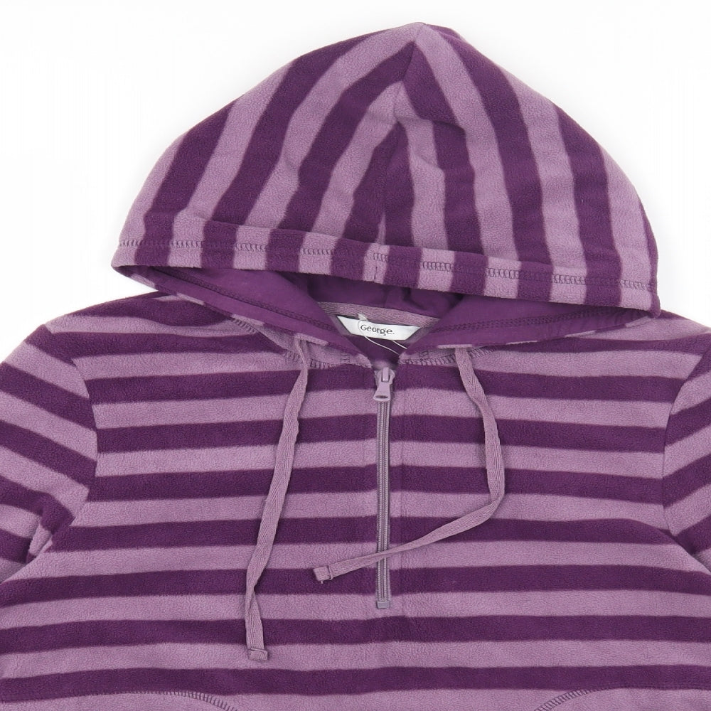 George Womens Purple Striped Polyester Pullover Hoodie Size 14 Zip
