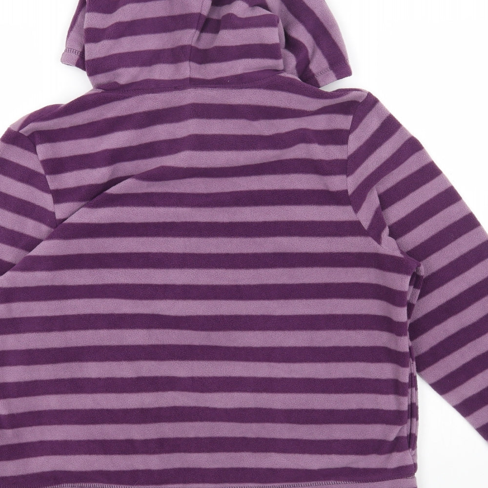 George Womens Purple Striped Polyester Pullover Hoodie Size 14 Zip
