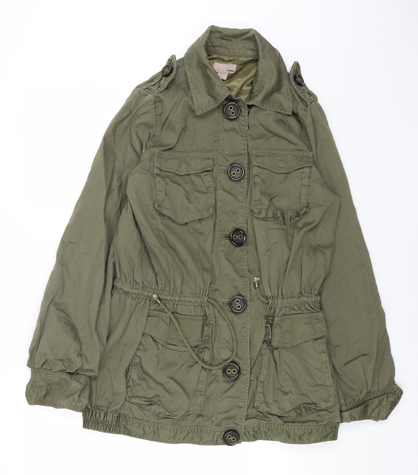 H&M Womens Green Jacket Size 12 Button