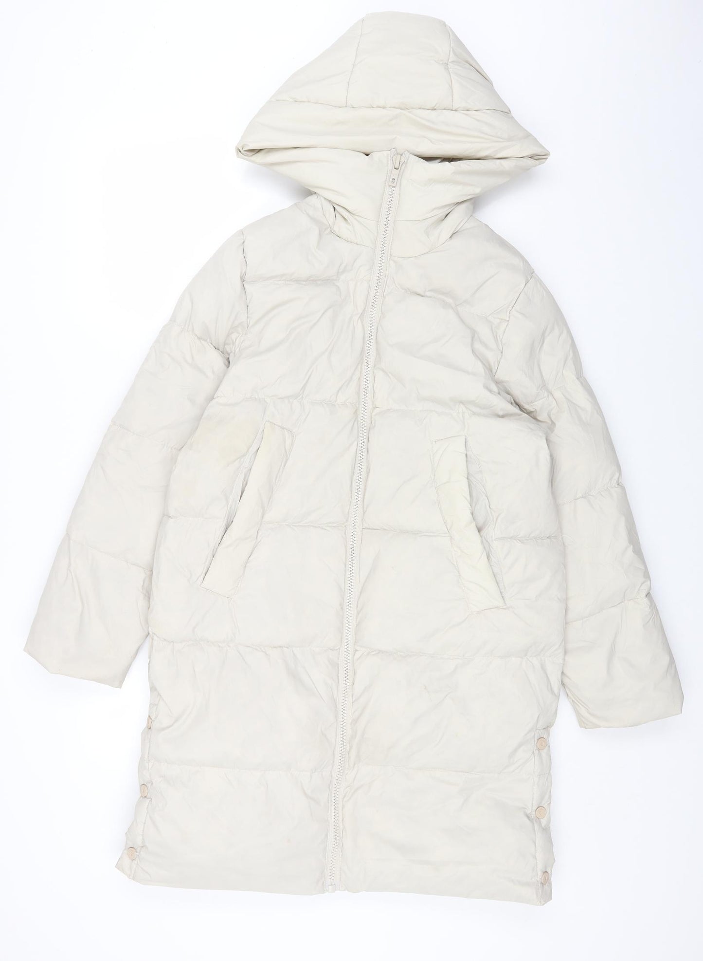 Zara Girls White Puffer Jacket Coat Size 13 Years Zip