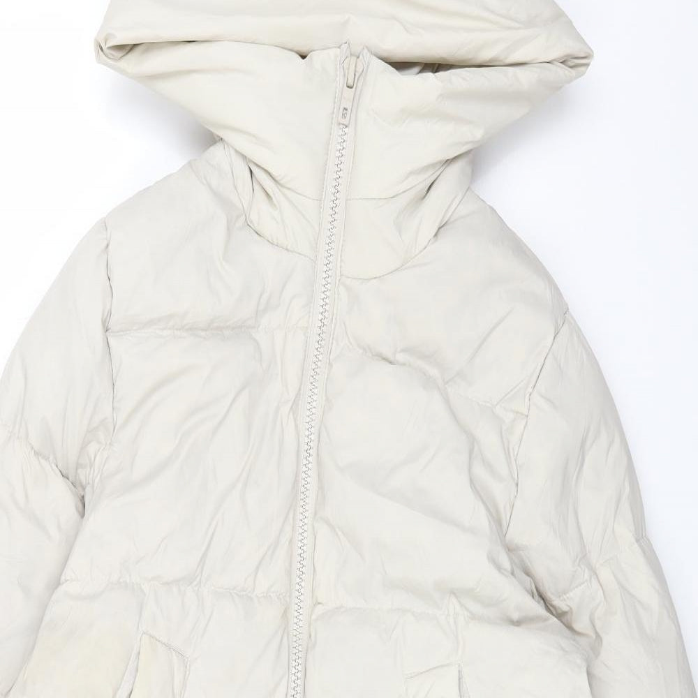 Zara Girls White Puffer Jacket Coat Size 13 Years Zip