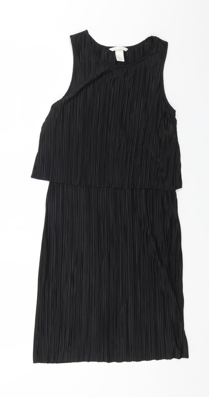 H&M Womens Black Polyester Shift Size S Round Neck Pullover