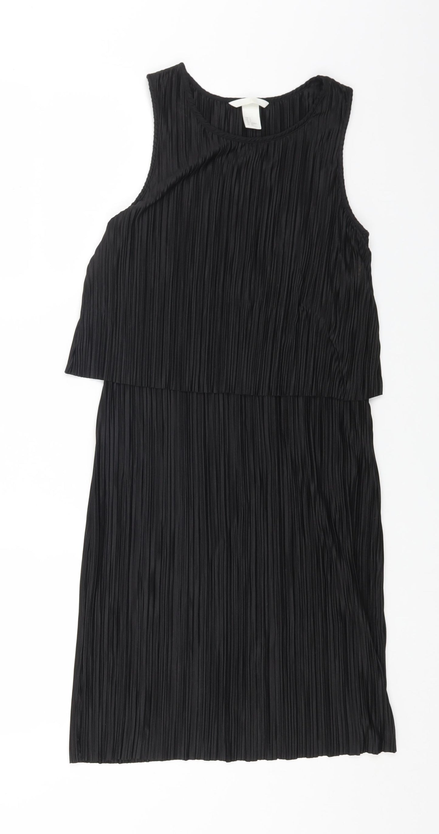 H&M Womens Black Polyester Shift Size S Round Neck Pullover