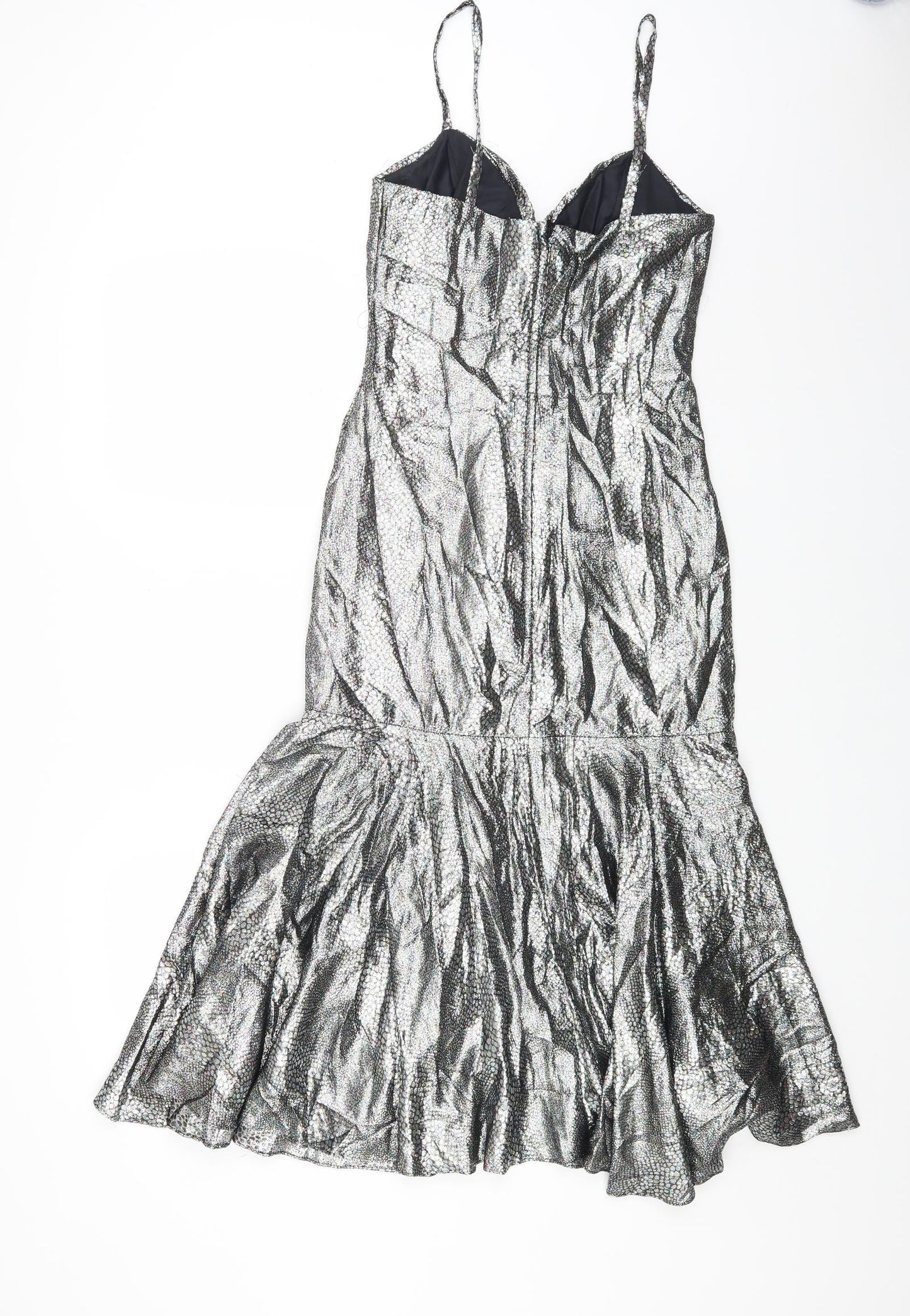 Preworn Womens Grey Polyester Slip Dress Size M Sweetheart Zip