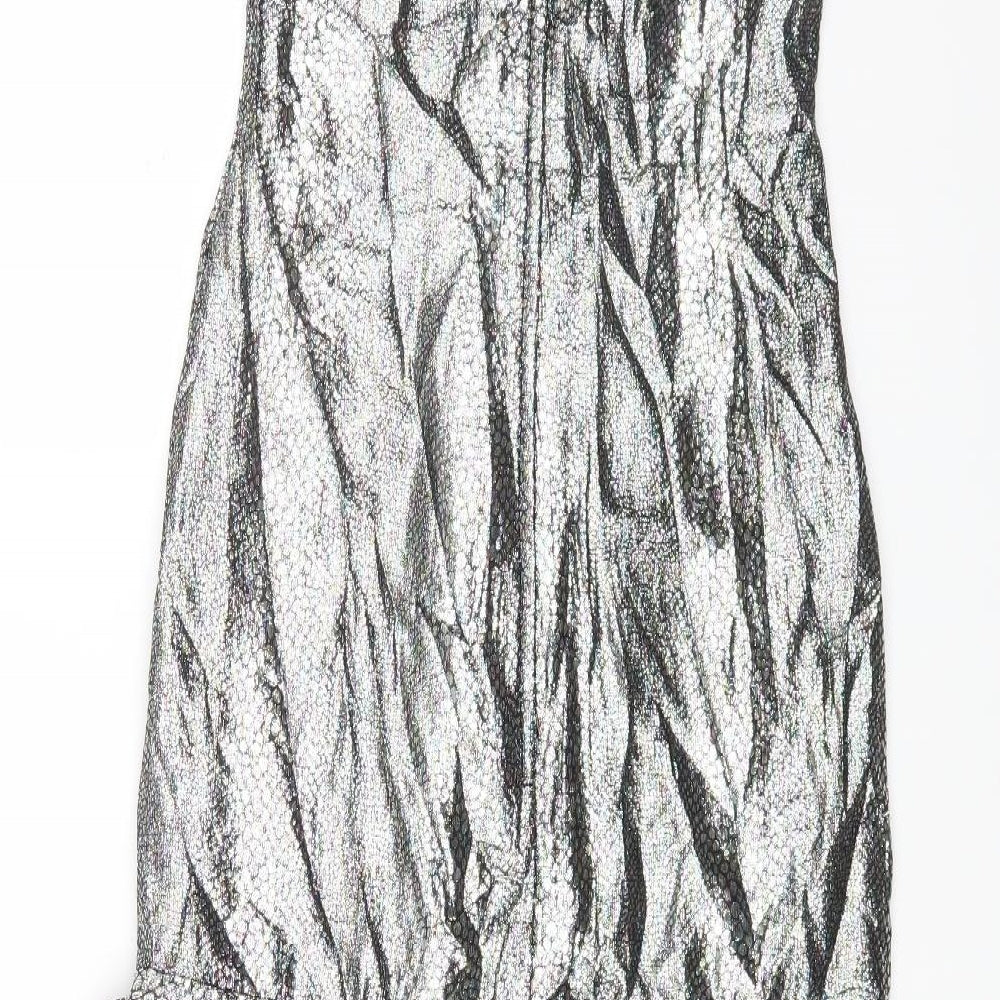 Preworn Womens Grey Polyester Slip Dress Size M Sweetheart Zip