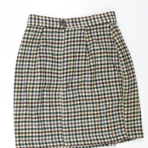Escape Womens Multicoloured Plaid Polyester A-Line Skirt Size 12 Button