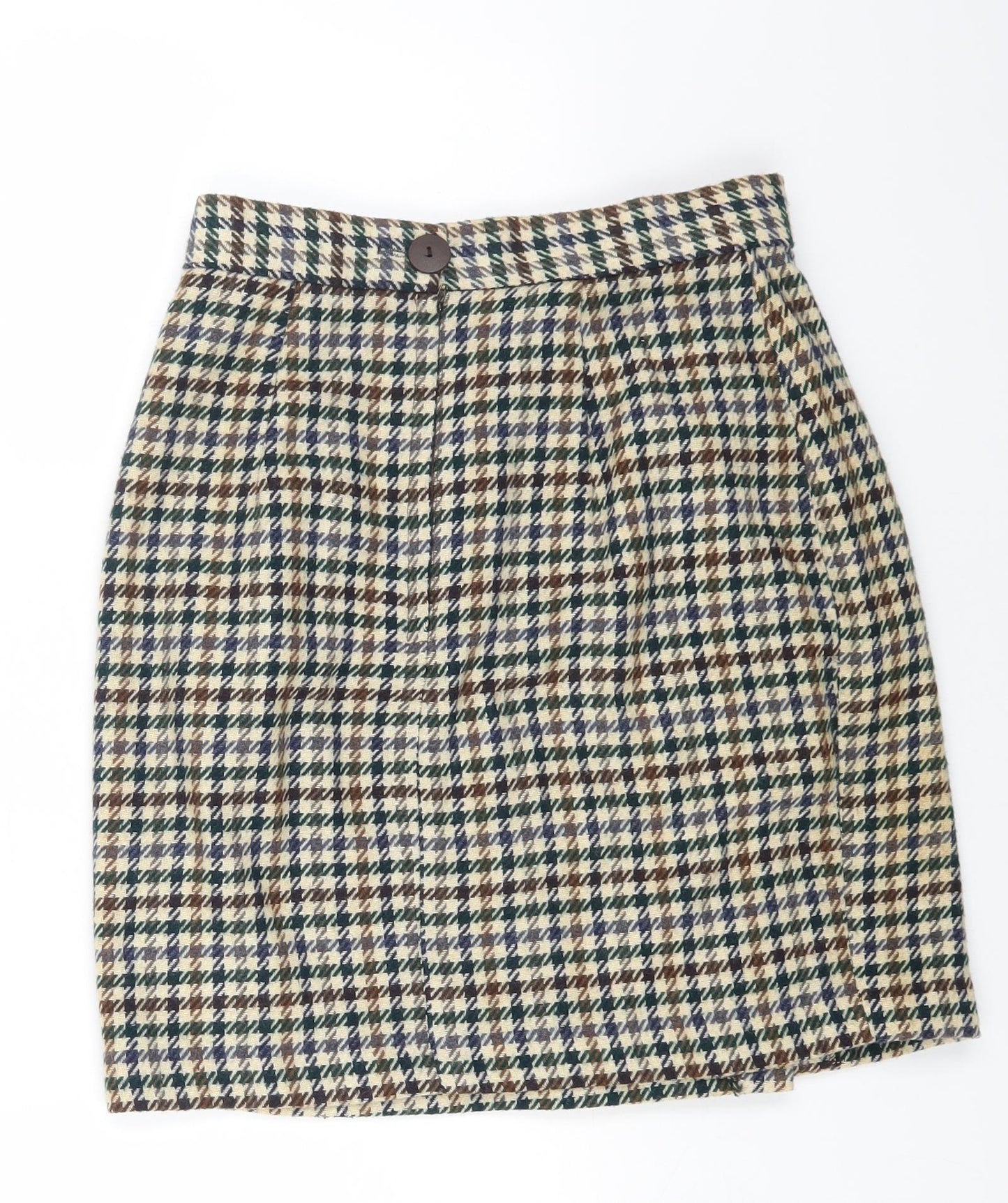 Escape Womens Multicoloured Plaid Polyester A-Line Skirt Size 12 Button