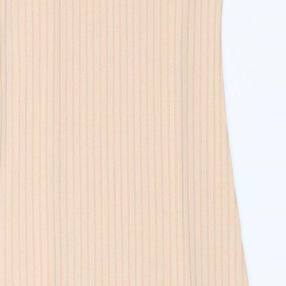 PRETTYLITTLETHING Womens Beige Polyester Pencil Dress Size 4XL V-Neck Pullover