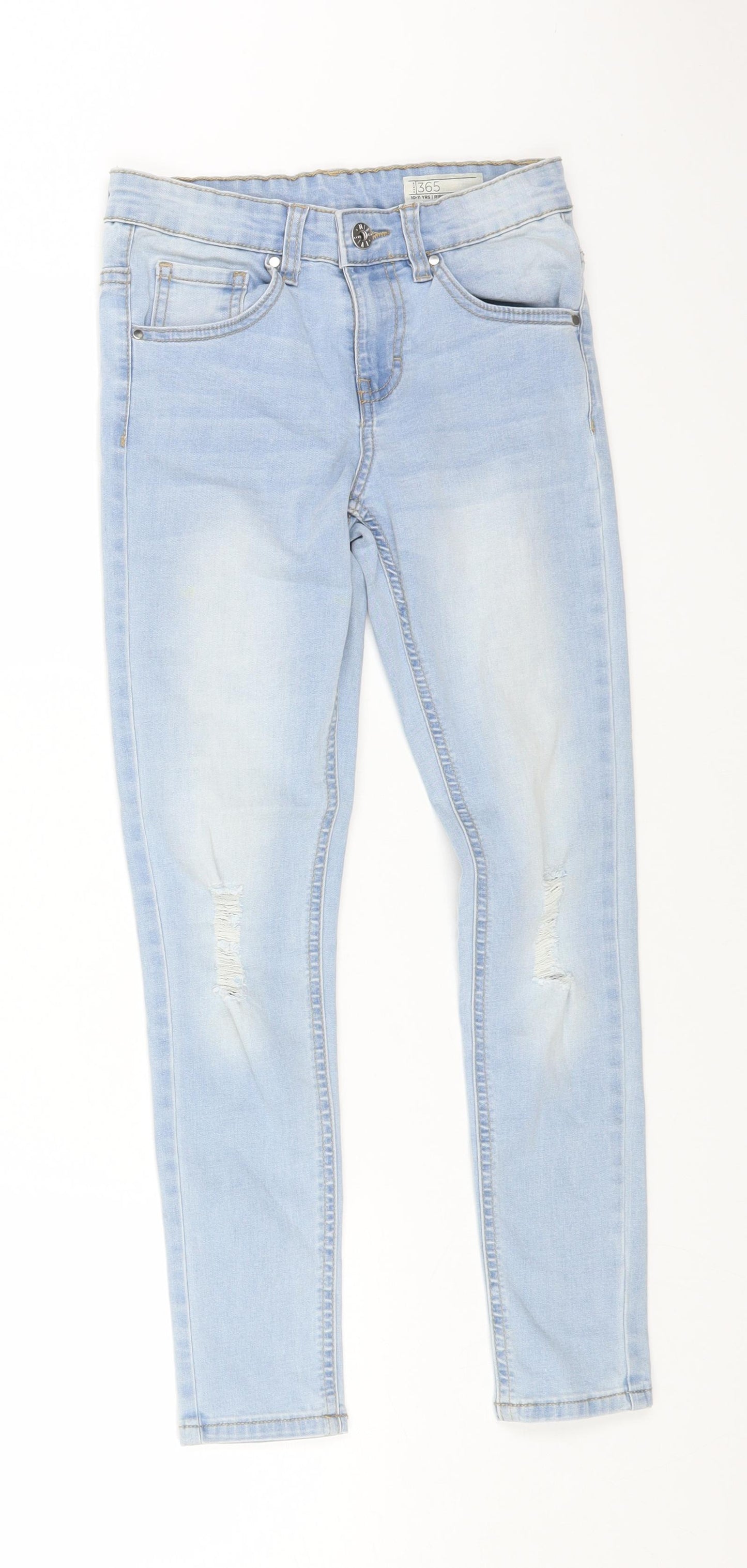Denim 365 Girls Blue Cotton Skinny Jeans Size 10-11 Years Regular Button