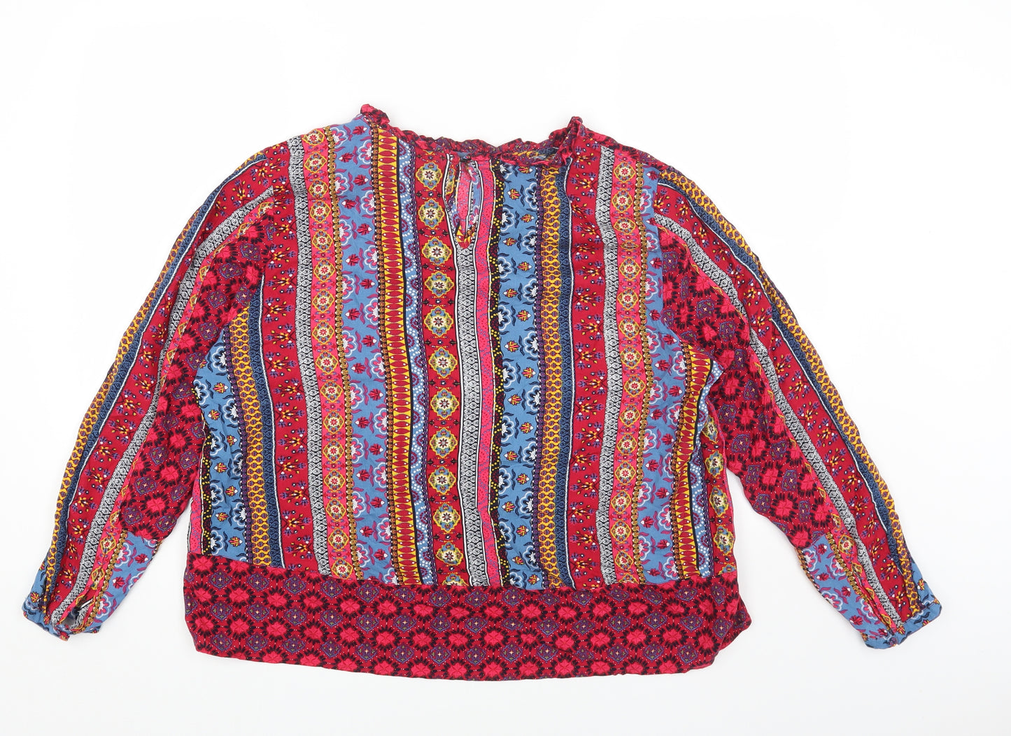 TU Womens Multicoloured Geometric Viscose Basic Blouse Size 18 Round Neck