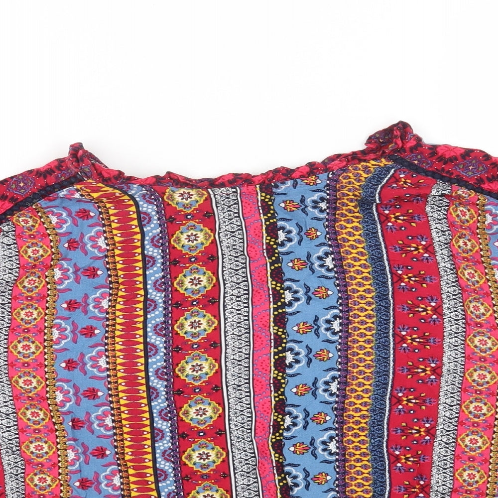 TU Womens Multicoloured Geometric Viscose Basic Blouse Size 18 Round Neck