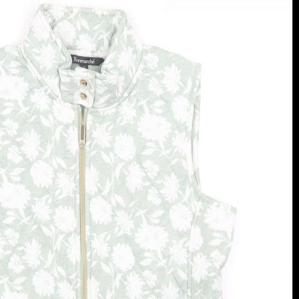 Bonmarché Womens Multicoloured Floral Gilet Waistcoat Size 16 Zip