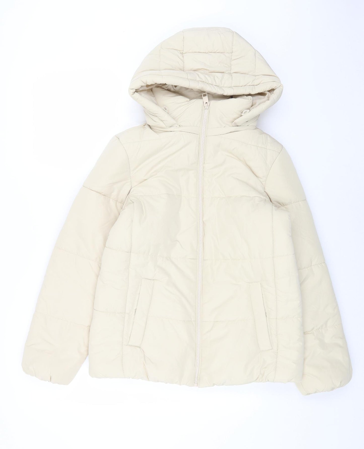 Marks and Spencer Womens Beige Puffer Jacket Coat Size 8 Zip