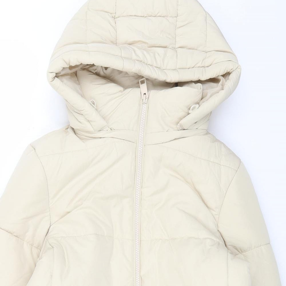 Marks and Spencer Womens Beige Puffer Jacket Coat Size 8 Zip