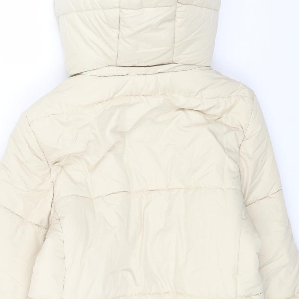 Marks and Spencer Womens Beige Puffer Jacket Coat Size 8 Zip
