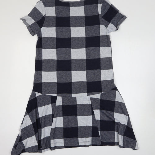 NEXT Womens Grey Check Polyester T-Shirt Dress Size 12 Round Neck Pullover