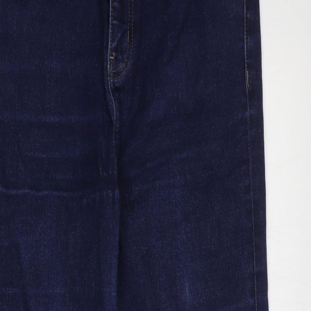 Marks and Spencer Womens Blue Cotton Straight Jeans Size 12 L27 in Regular Zip