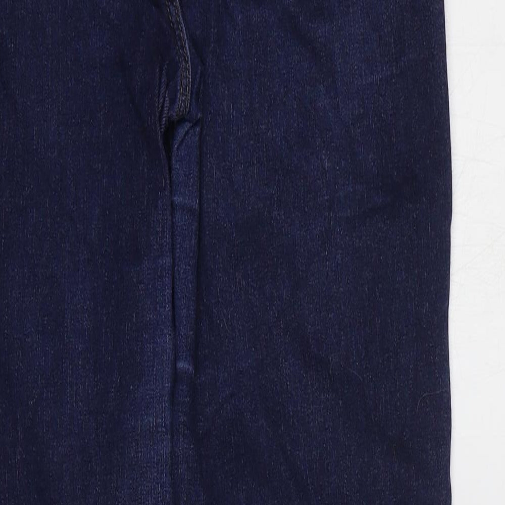 Marks and Spencer Womens Blue Cotton Straight Jeans Size 12 L27 in Regular Zip