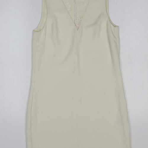 H&M Womens Ivory Herringbone Polyester Sheath Size 6 Sweetheart Pullover - Lace Detail