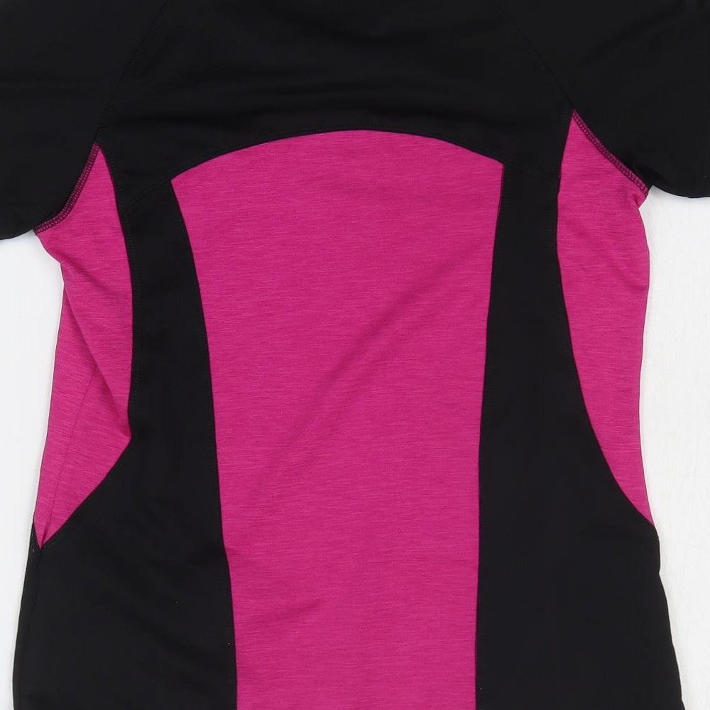 Crane Girls Black Colourblock Polyester Basic T-Shirt Size 8-9 Years V-Neck Pullover