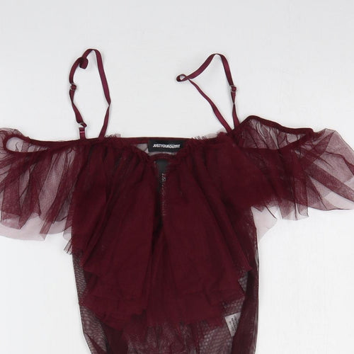 Just Your Outfit Womens Red Polyester Bodysuit One-Piece Size M Buckle