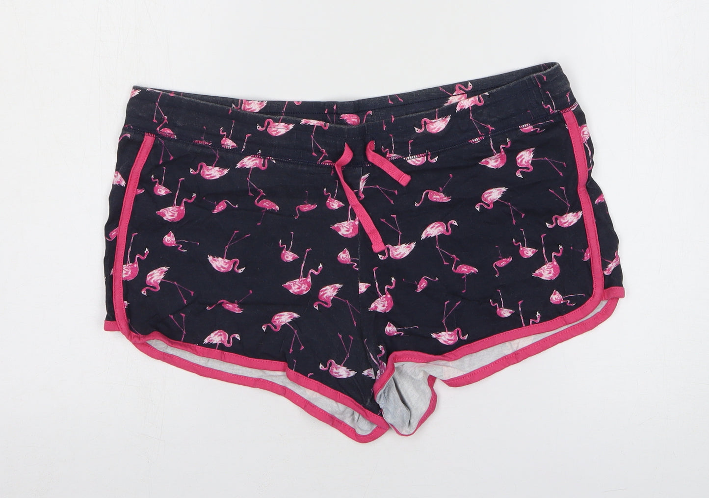Atmosphere Womens Black Geometric 100% Cotton Sweat Shorts Size 14 L3 in Regular Drawstring - Flamingo Print