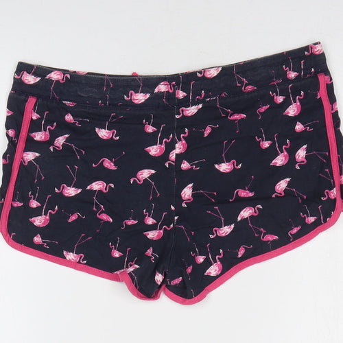 Atmosphere Womens Black Geometric 100% Cotton Sweat Shorts Size 14 L3 in Regular Drawstring - Flamingo Print