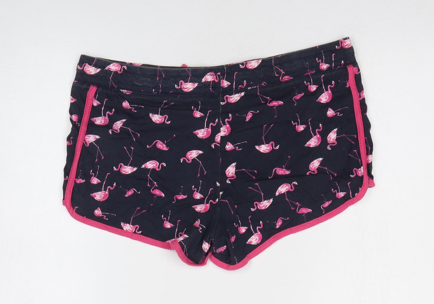 Atmosphere Womens Black Geometric 100% Cotton Sweat Shorts Size 14 L3 in Regular Drawstring - Flamingo Print