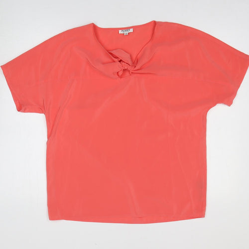 Planet Womens Pink Polyester Basic Blouse Size 12 V-Neck - Knot Detail