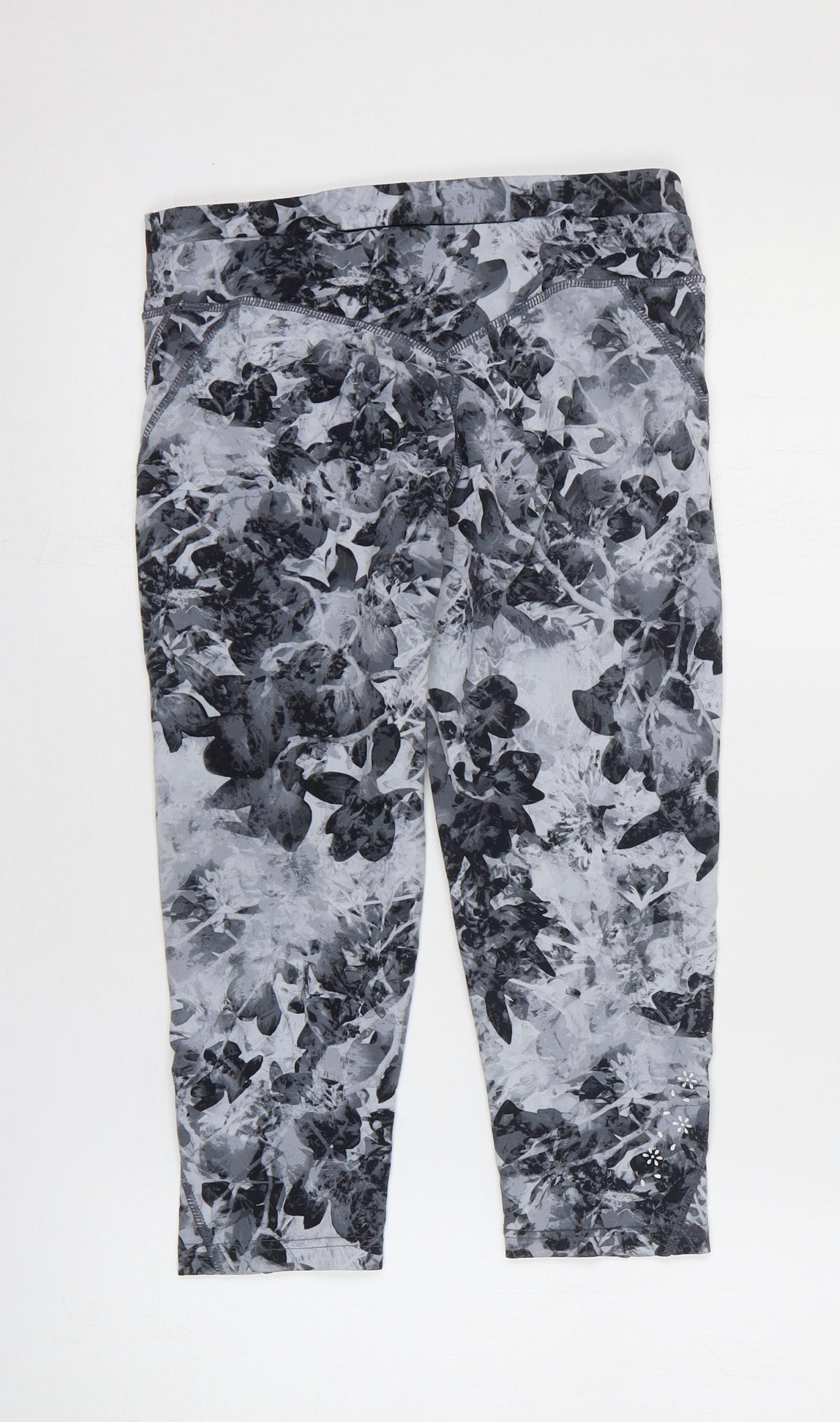 USA Pro Womens Grey Geometric Nylon Cropped Leggings Size 8 L20 in