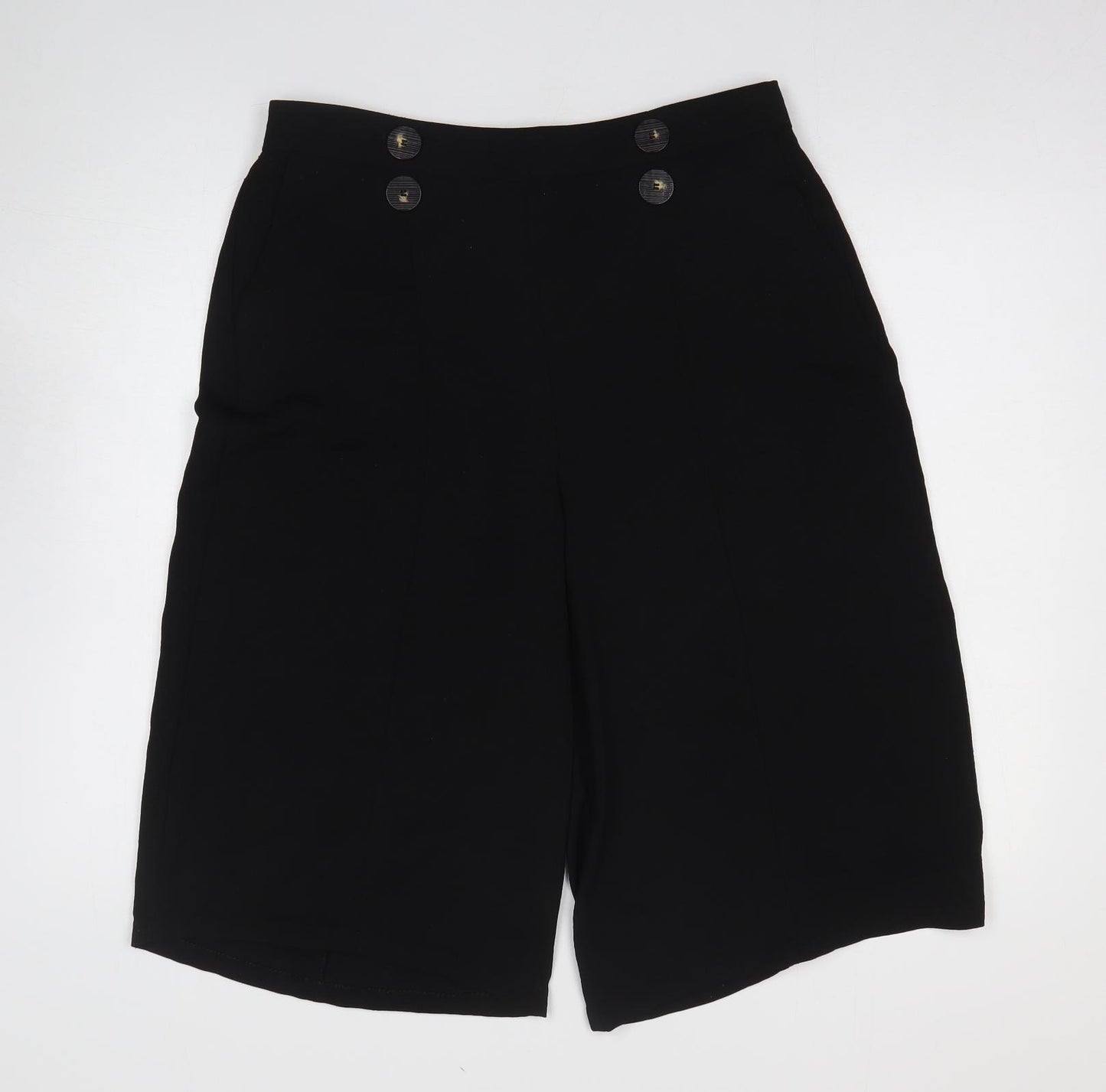 Nutmeg Womens Black Cotton Culotte Shorts Size 14 L13 in Regular Pull On