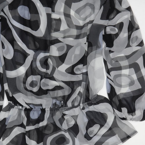 Elise Ryan Womens Grey Geometric Polyester Shift Size S Boat Neck Pullover
