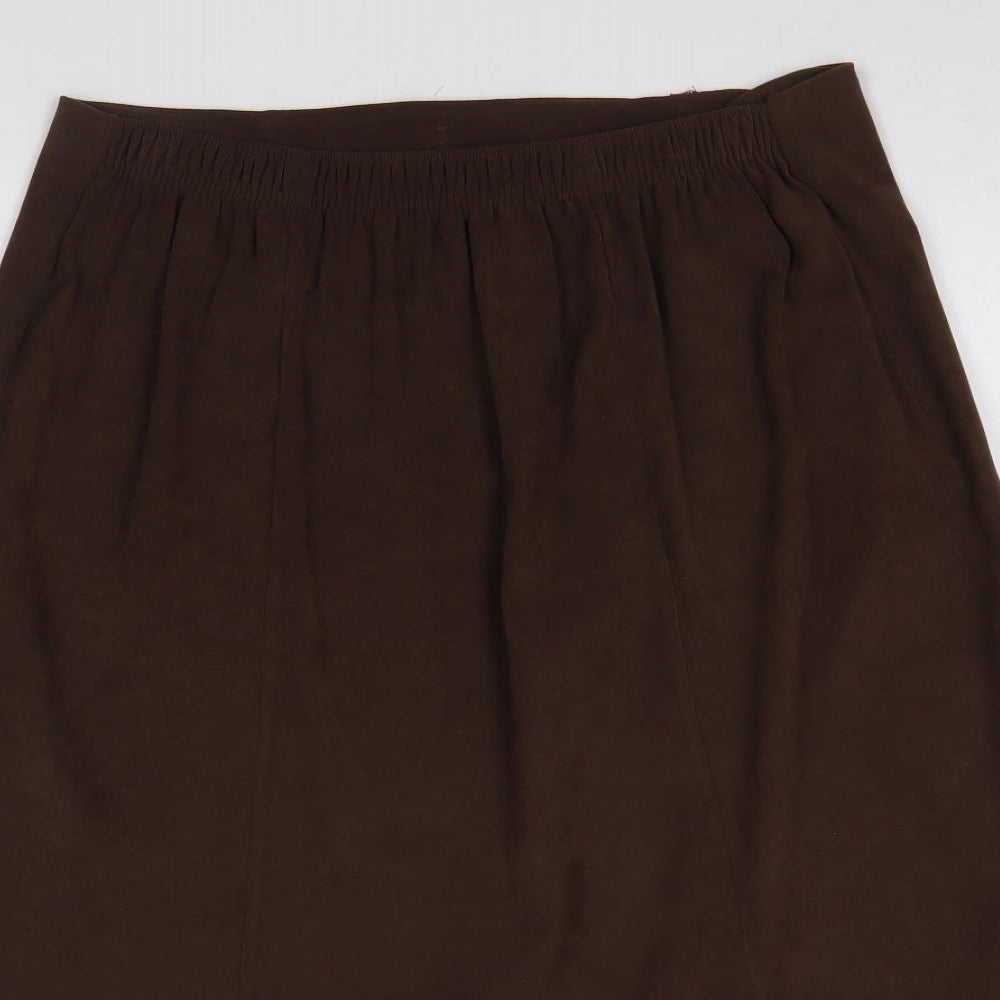 Preworn Womens Brown Polyester Flare Skirt Size 20