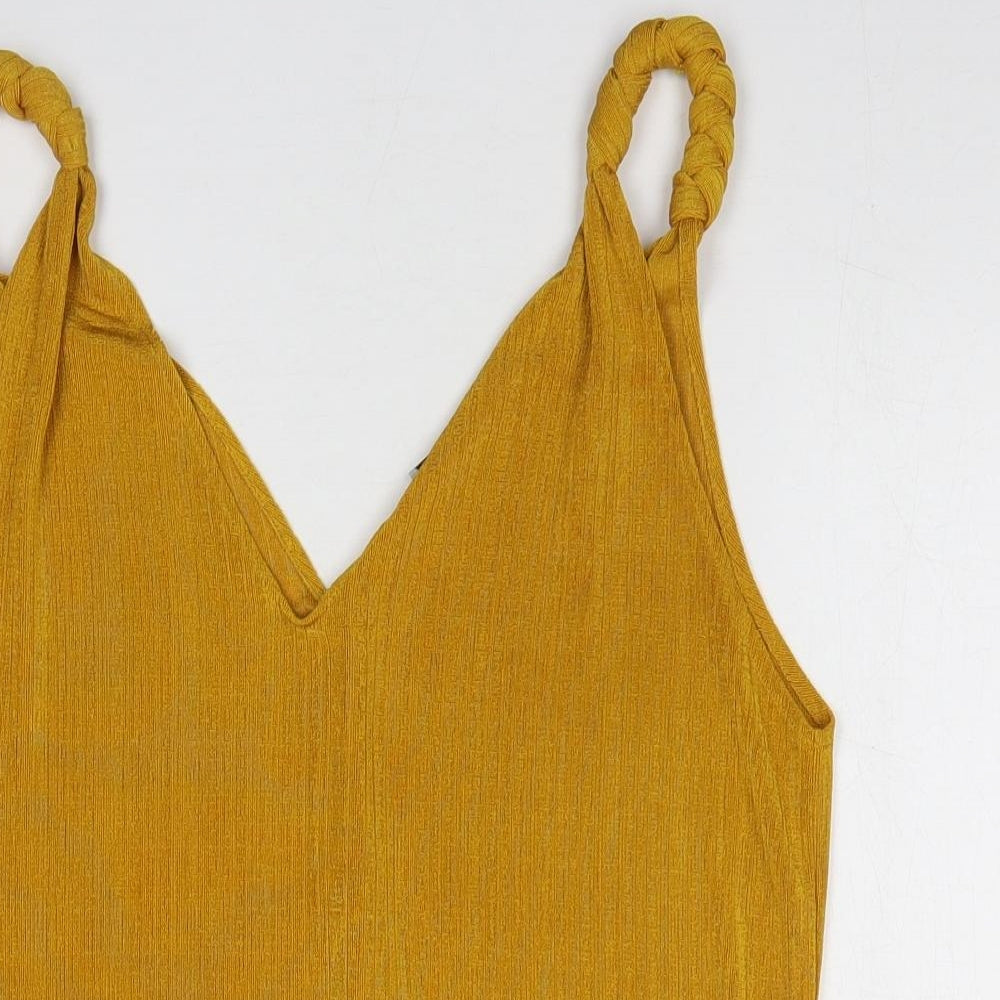 Zara Womens Yellow Polyester Camisole Tank Size M V-Neck
