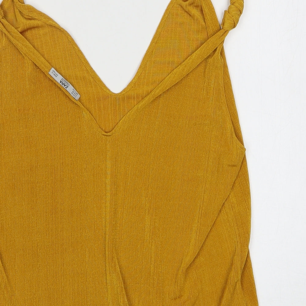 Zara Womens Yellow Polyester Camisole Tank Size M V-Neck