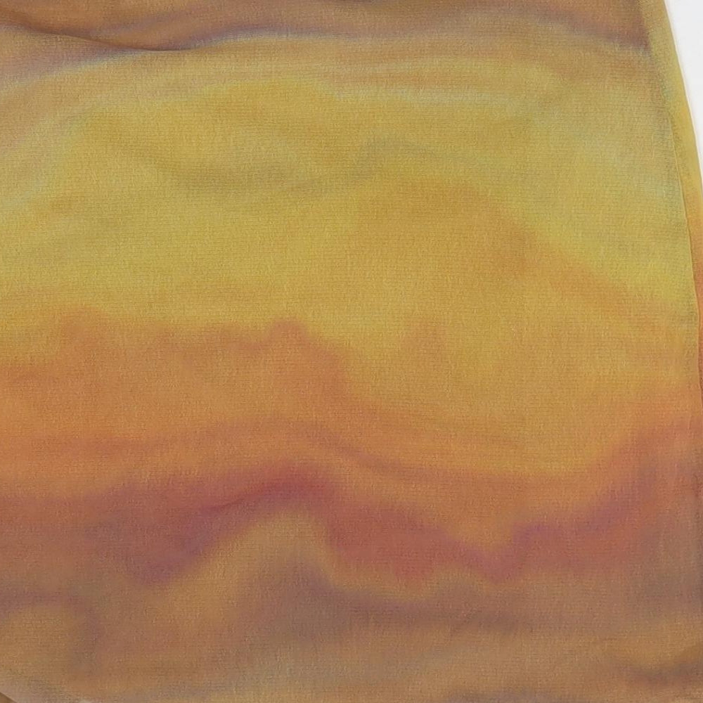 Pull&Bear Womens Yellow Polyester Mini Skirt Size M - Ruched