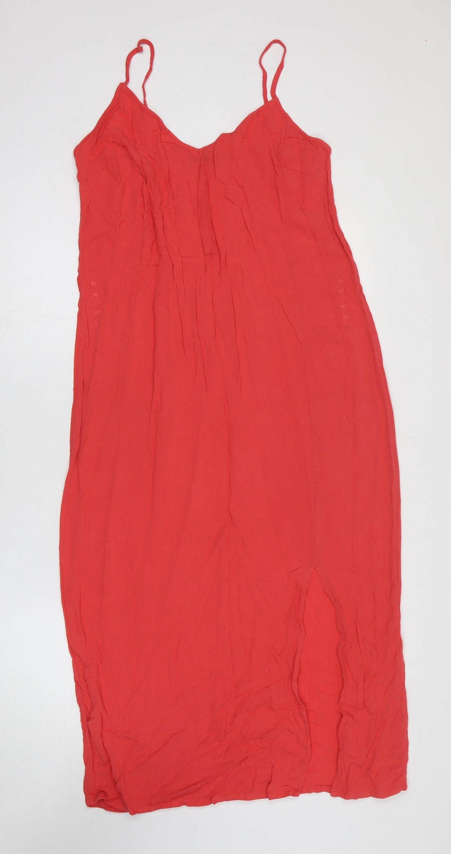 Marks and Spencer Womens Red Polyester Slip Dress Size M V-Neck Pullover