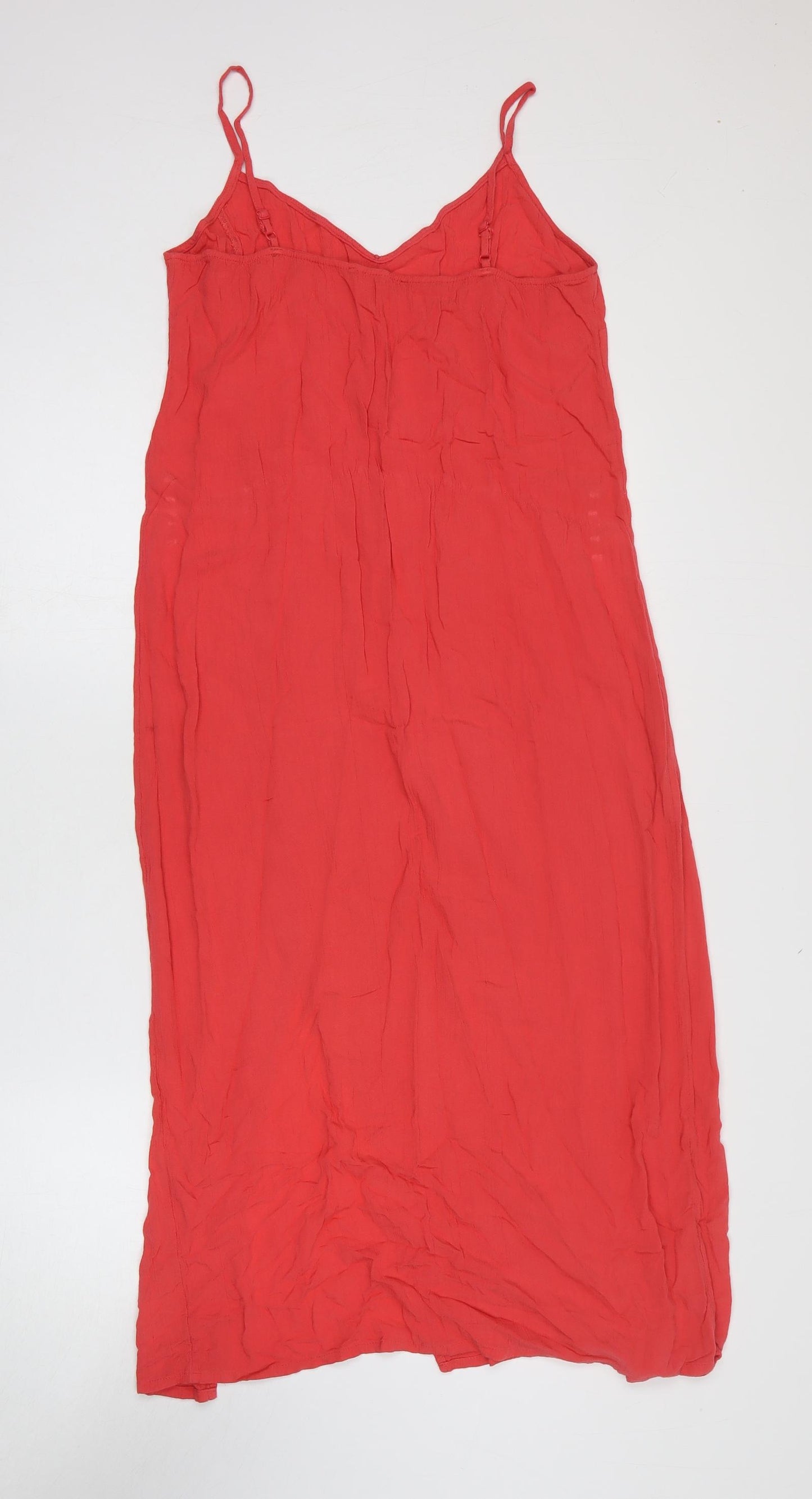 Marks and Spencer Womens Red Polyester Slip Dress Size M V-Neck Pullover