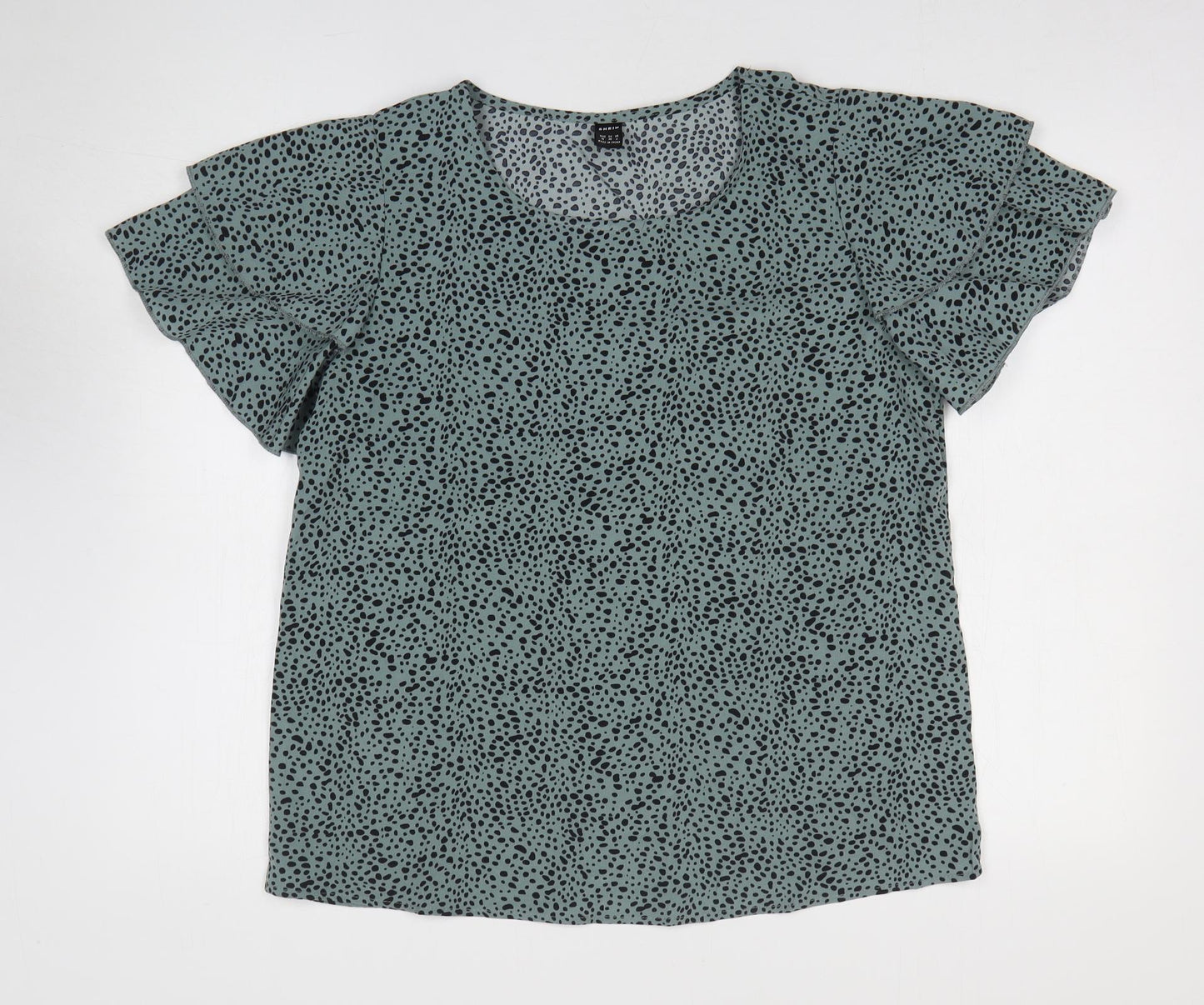 SheIn Womens Green Polyester Basic T-Shirt Size M Round Neck