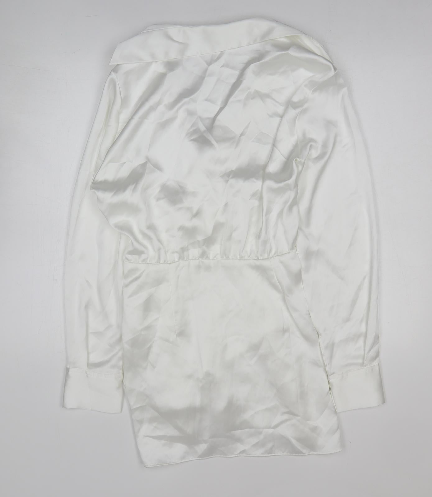 Zara Womens White Polyester Shift Size M V-Neck Pullover