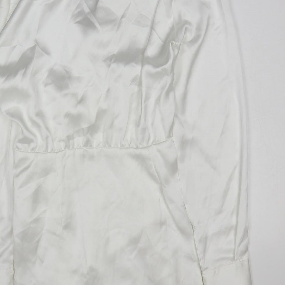 Zara Womens White Polyester Shift Size M V-Neck Pullover