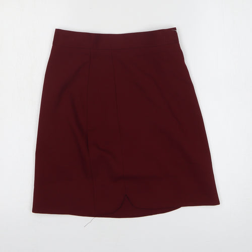 Preworn Womens Red Polyester A-Line Skirt Size S Zip