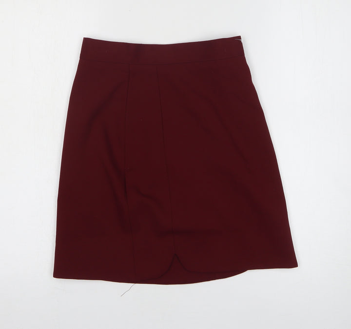 Preworn Womens Red Polyester A-Line Skirt Size S Zip