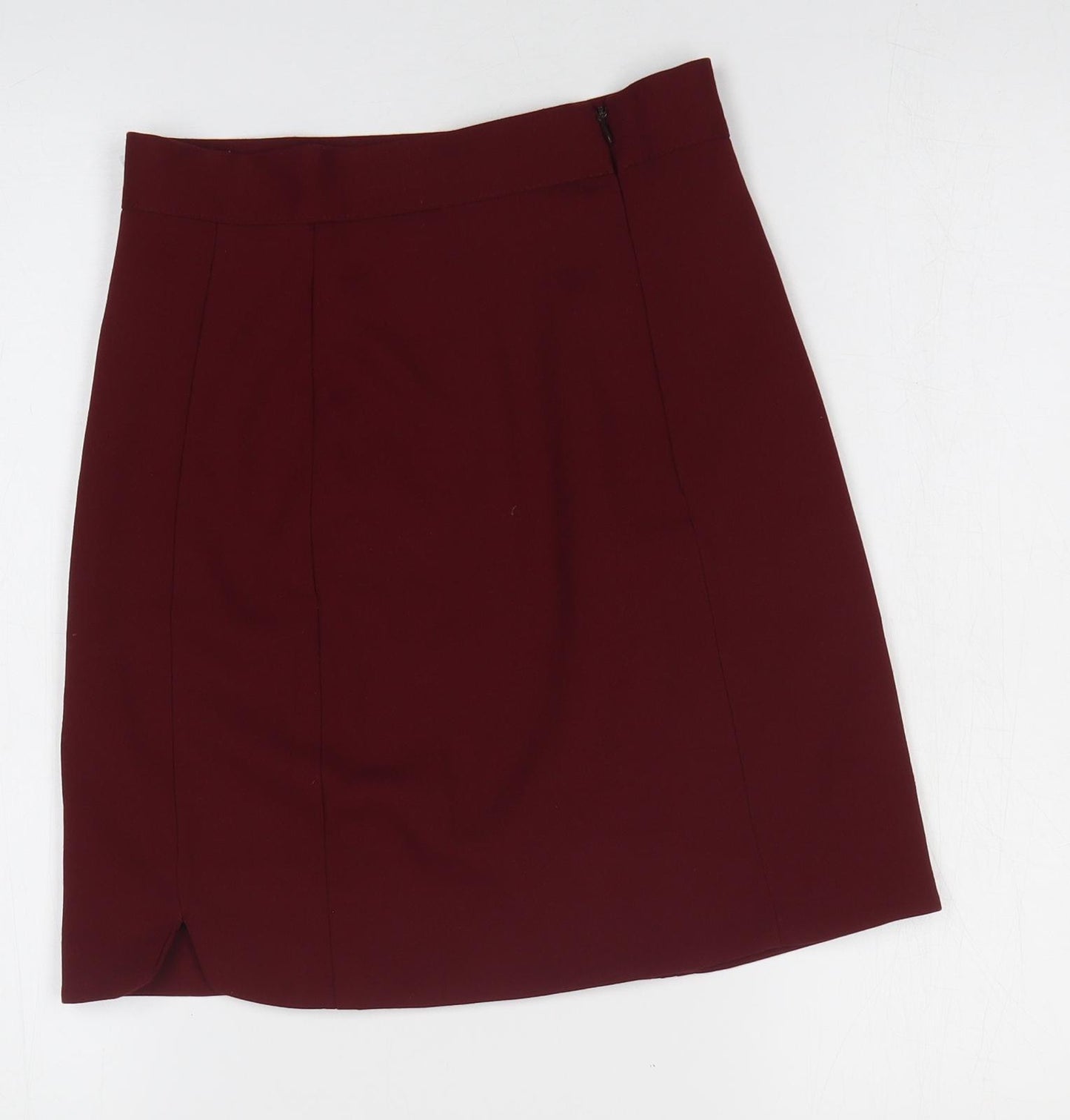 Preworn Womens Red Polyester A-Line Skirt Size S Zip